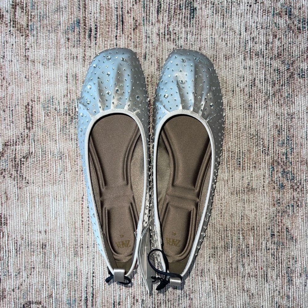 Silver Zara Ballet Flats Size EU size 41 with gem stones